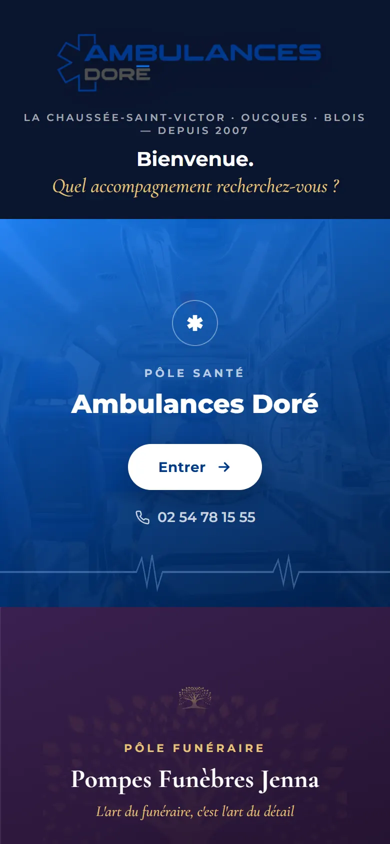 Le site de Groupe Doré affiché sur un téléphone