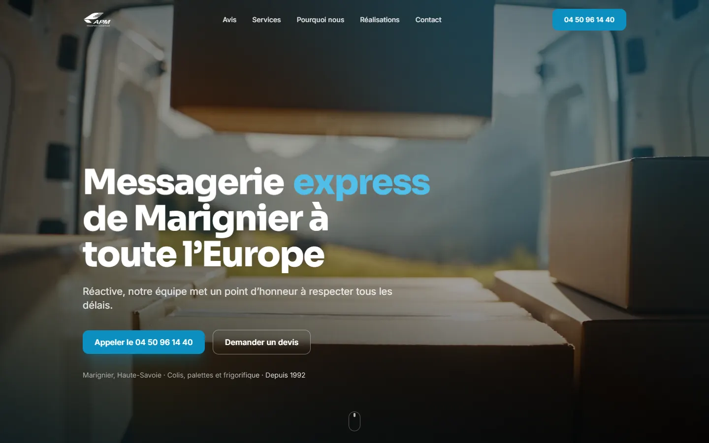 Site internet réalisé pour APM Transports, transport et messagerie à Marignier
