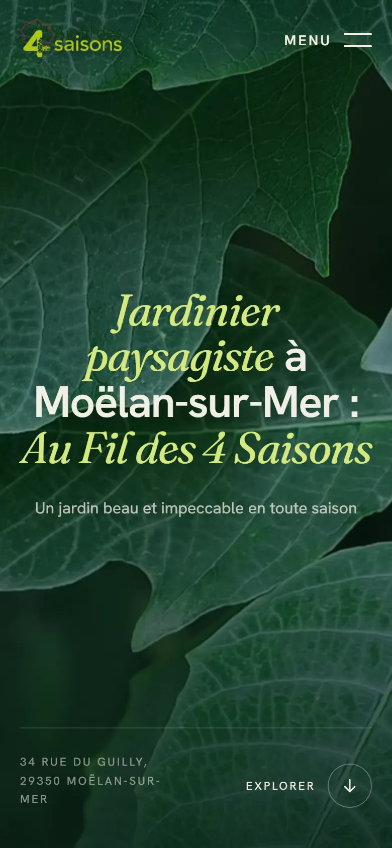 Le site de Au Fil des 4 Saisons affiché sur un téléphone