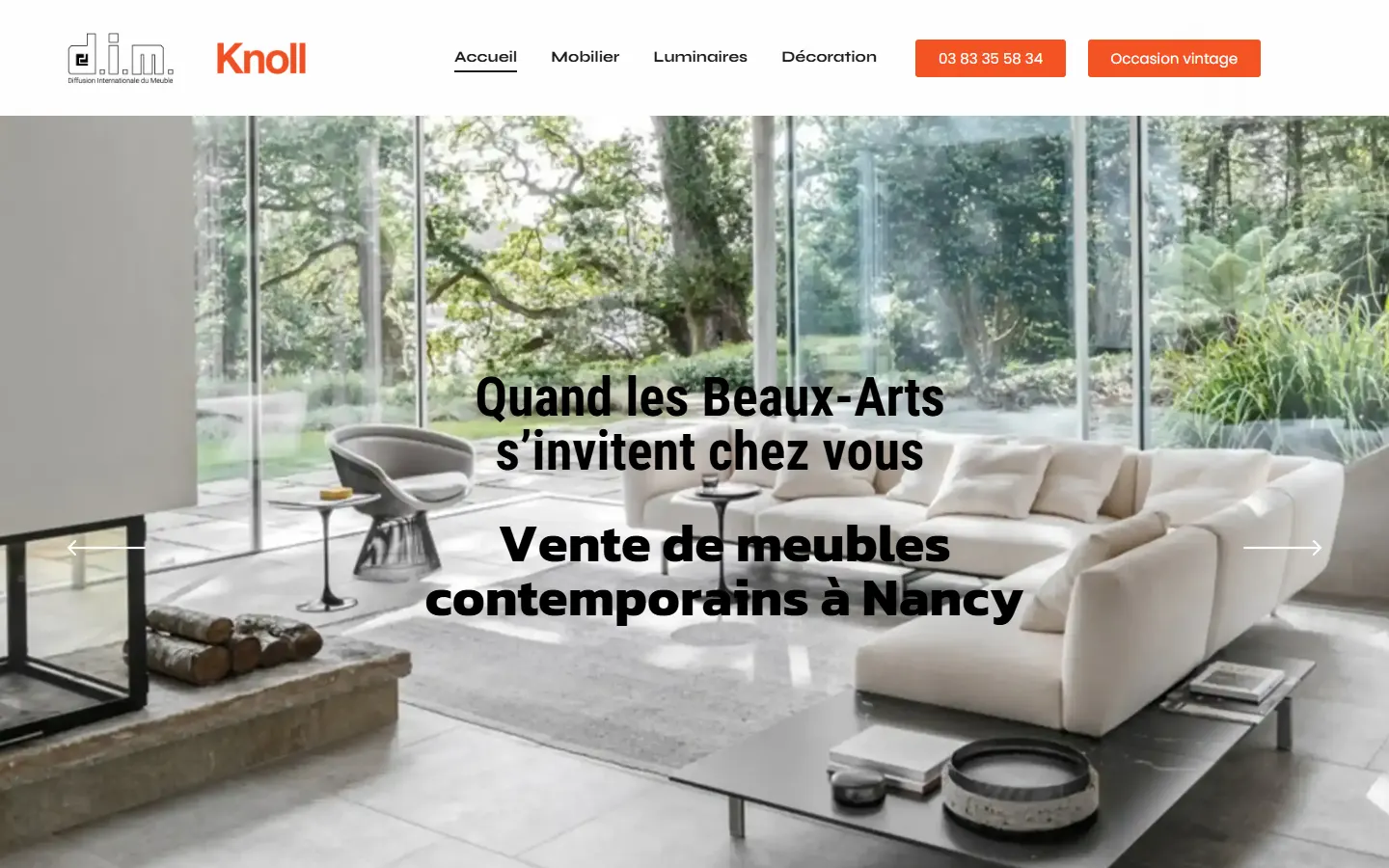 Site internet de D.I.M — Diffusion Internationale du Meuble, magasin de mobilier et décoration à Nancy