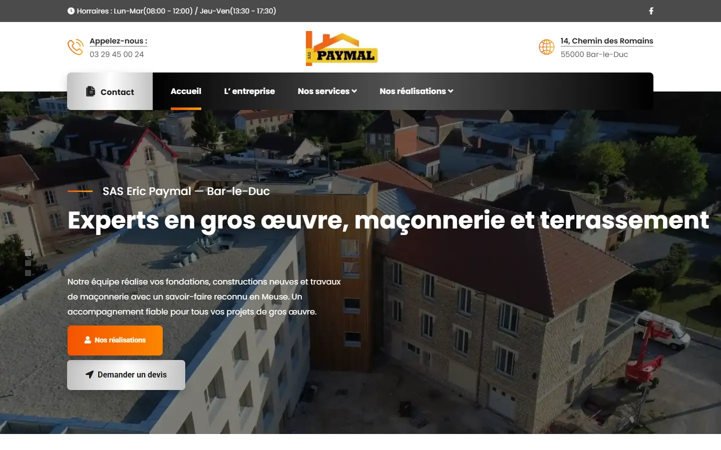 Site internet de SAS Eric Paymal, maçonnerie et gros œuvre à Bar-le-Duc