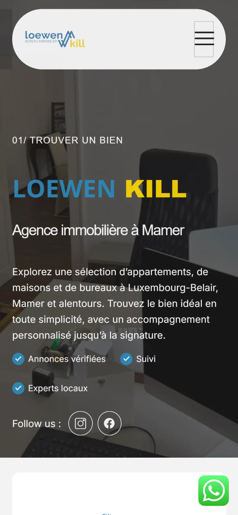 Le site de Loewen Kill affiché sur un téléphone