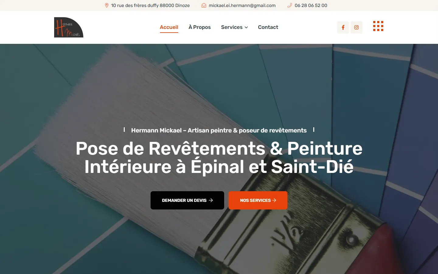 Site internet de Mickaël Hermann, peintre et poseur de revêtements à Dinoze