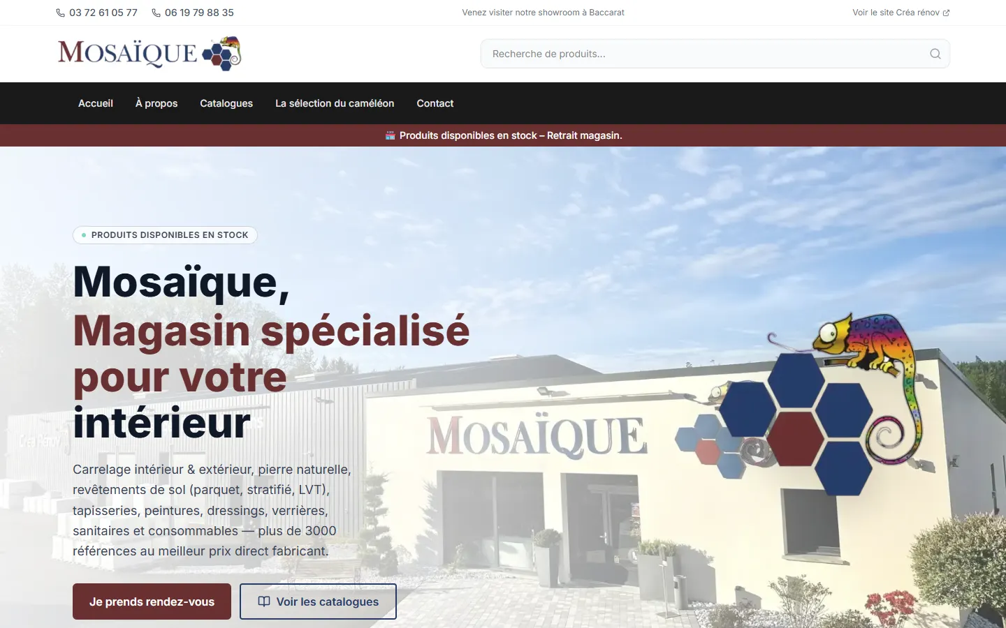Site internet de Mosaïque Sanitaires, magasin de sanitaires et salle de bains à Baccarat