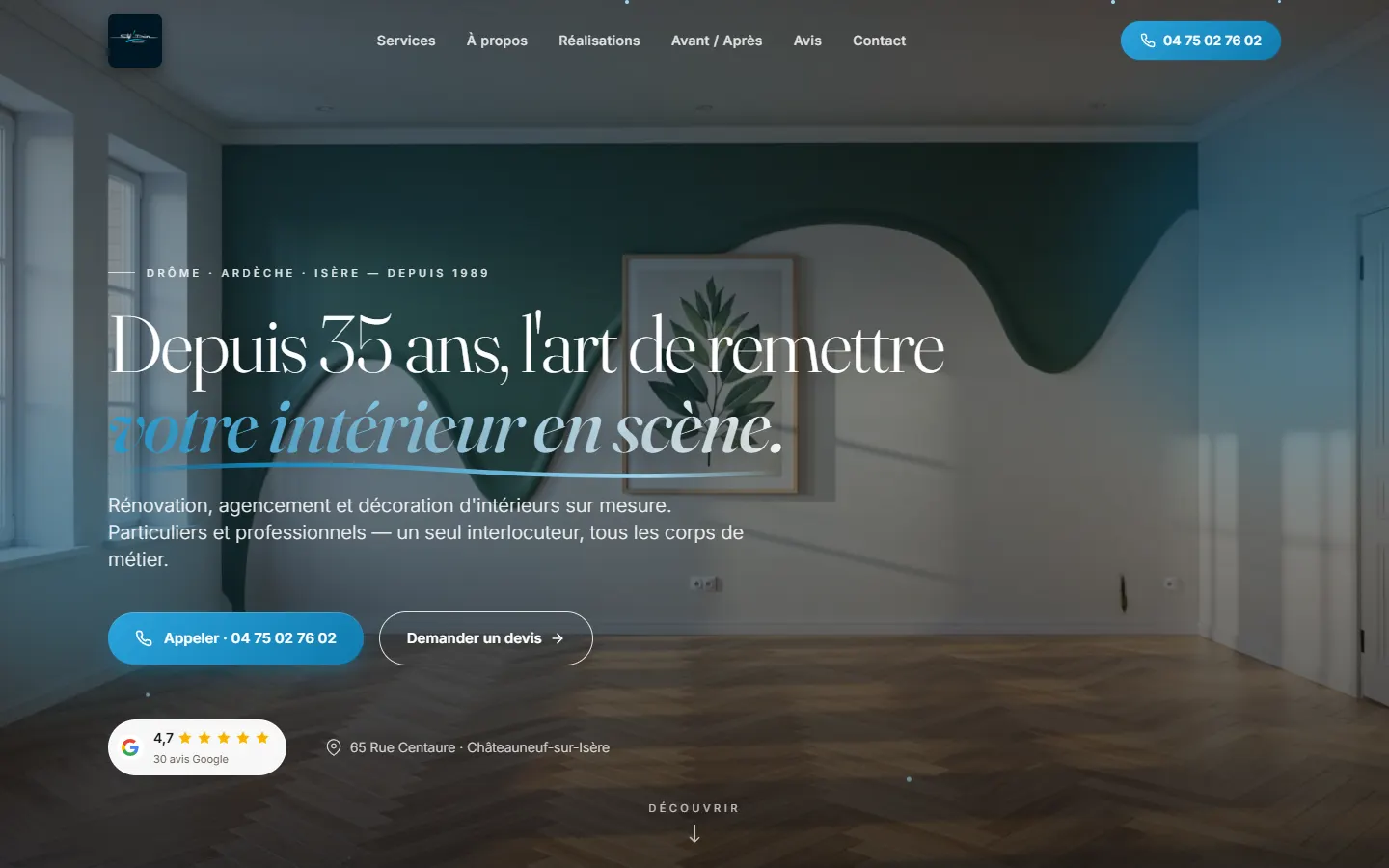 Site internet de Styl’Décor Agencement, rénovation intérieure à Châteauneuf-sur-Isère