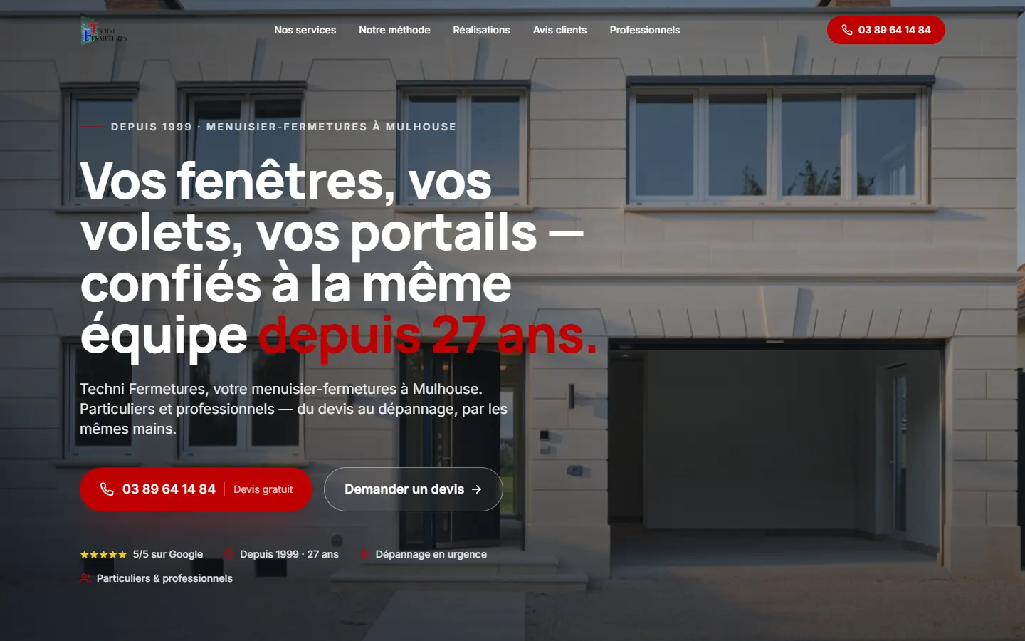 Site internet de Techni Fermetures, menuiserie et fermetures à Mulhouse